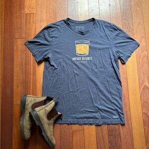 Life Is Good Blue Short Sleeve Tee with Graphic Design